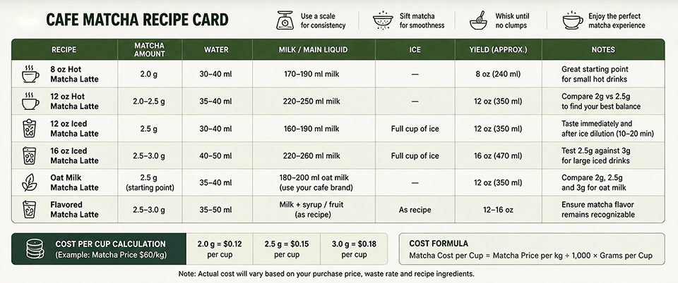 How Much Matcha Should a Café Use per Cup? 3 Matcha Recipe