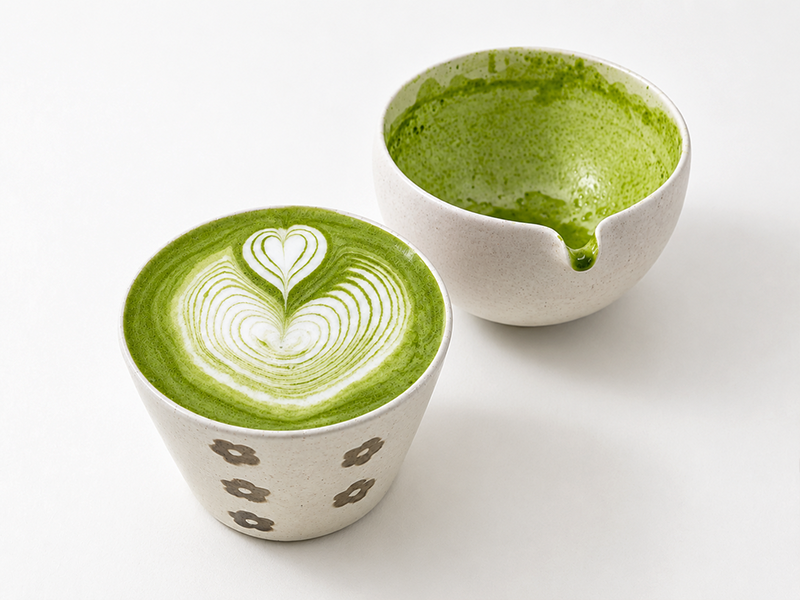 Organic matcha powder used in café and beverage applications