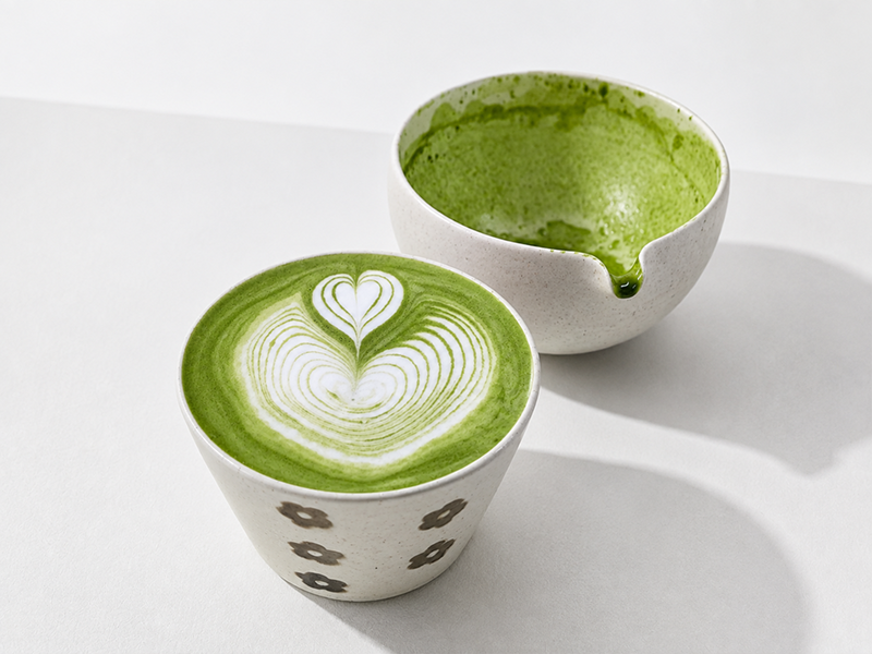 Premium ceremonial matcha latte for café applications
